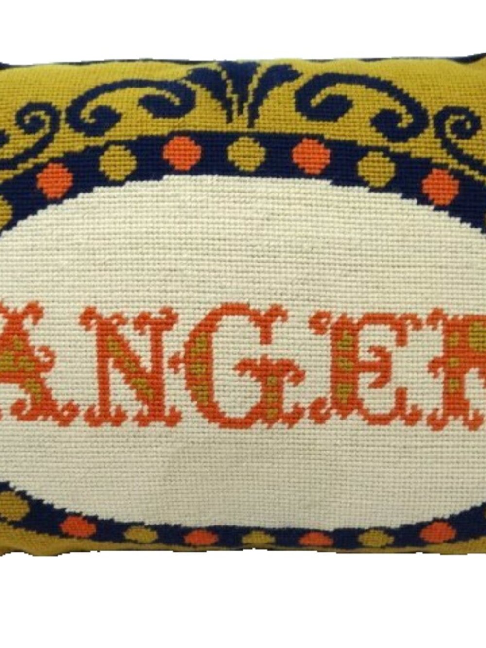 RARE! Jonathan Adler "ANGER" Needlepoint Pillow, 15"x11"x4" Excellent Condition.